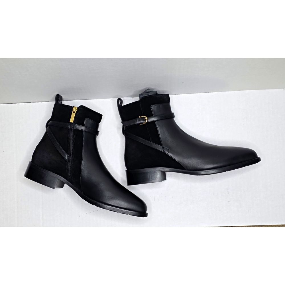 Aquatalia Nettie Women's 10M Black Leather Waterproof Ankle Bootie Zipper